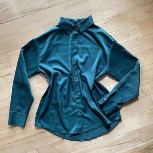 OAK + FORT - Green Satin Button-Up Shirt